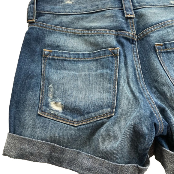 J. Crew blue distressed mid-rise jean denim shorts. Size 26 - Picture 3 of 6